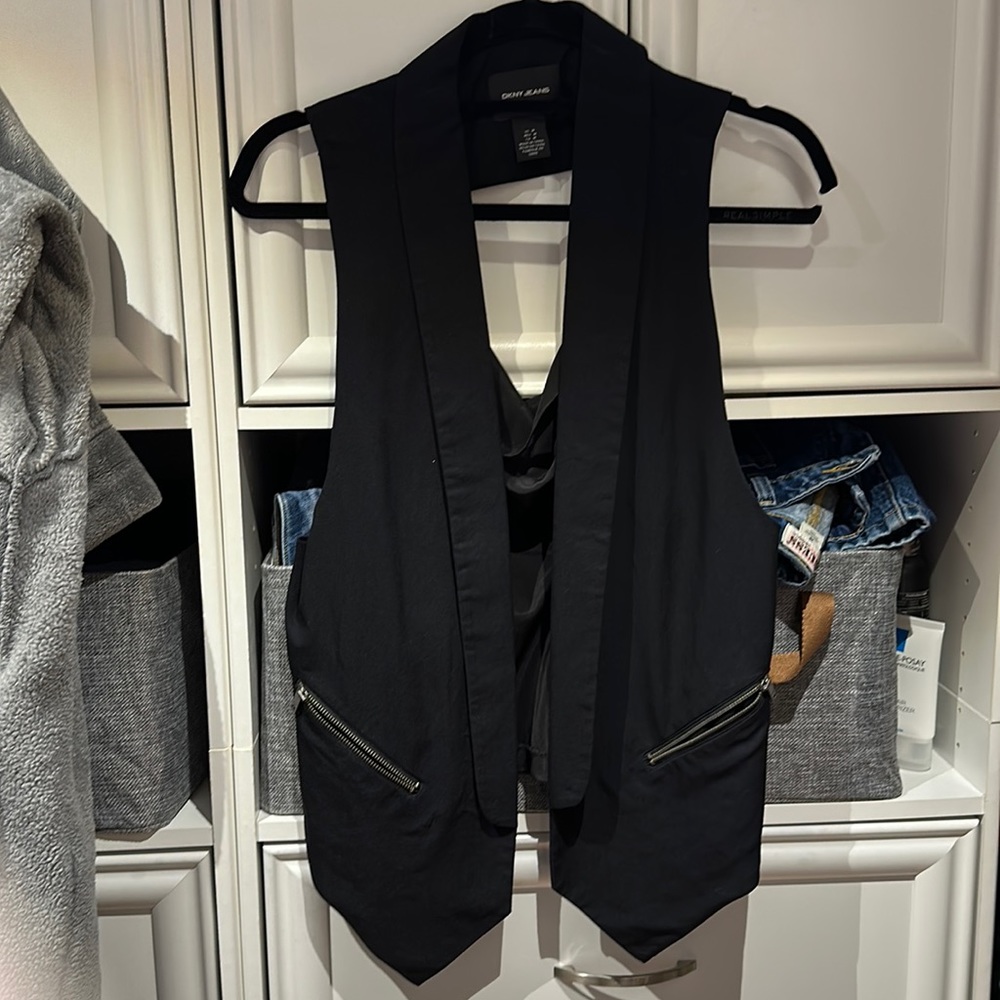 DKNY black open back vest